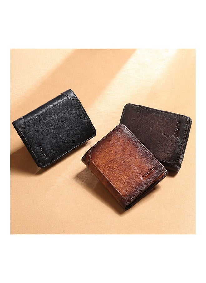 Portable Business Men Faux Leather Bifold Short Wallet Card Cash Holder Purse Brown