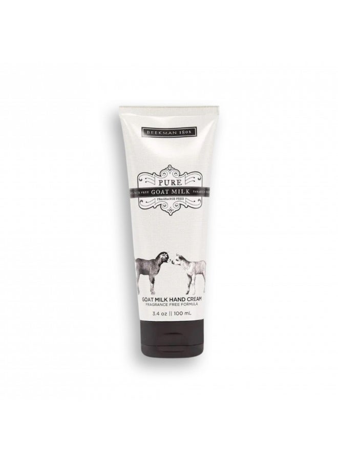 Beekman 1802 Pure Goat Milk Hand Cream, Pure - Fragrance Free - 3.4 oz - Moisturizing Lotion for Dry Skin - Anti-Aging Hydration - Good for Sensitive Skin - Cruelty Free