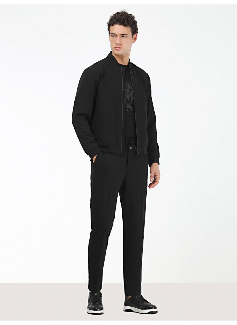 Black Plain Modern Fit Knitted Suit