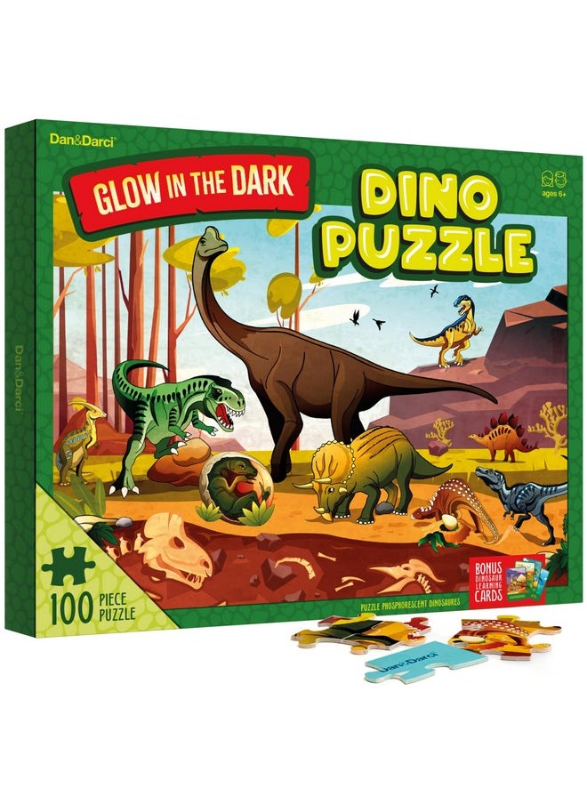 Glow In The Dark 100 Piece Dinosaur Puzzle For Kids Dinosaurs Jigsaw Puzzles Toys For Boys & Girls Ages 6 8 Christmas Birthday Gifts For Age 6 7 8 Year Old Toddler Boy Girl Gift Dino Toys