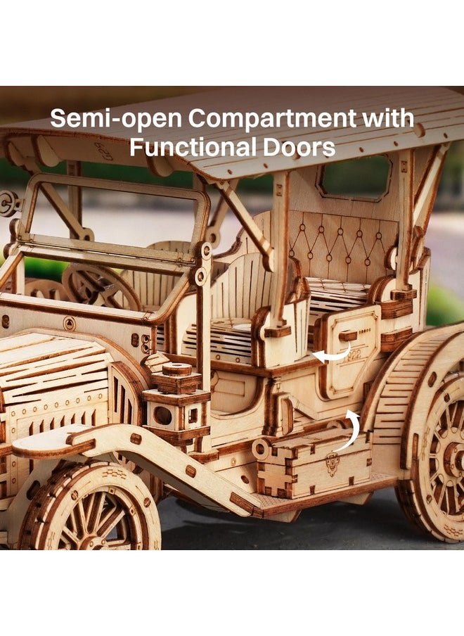 3D Wooden Puzzle Model Car Kits To Build For Adults, 1:15 Scale Vintage Car Model Building Kit 298Pcs Wood Craft Hobby Gift For Teens Men Women Christmas