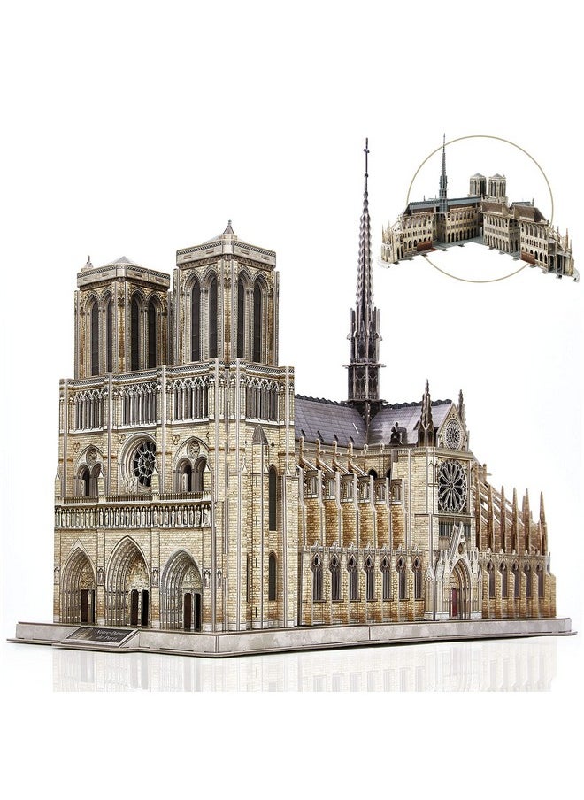 3D Puzzle For Adults Moveable Notre Dame De Paris Church Model Kits Large Challenge French Cathedral Brain Teaser Architecture Building 293 Pieces Christmas Decorations