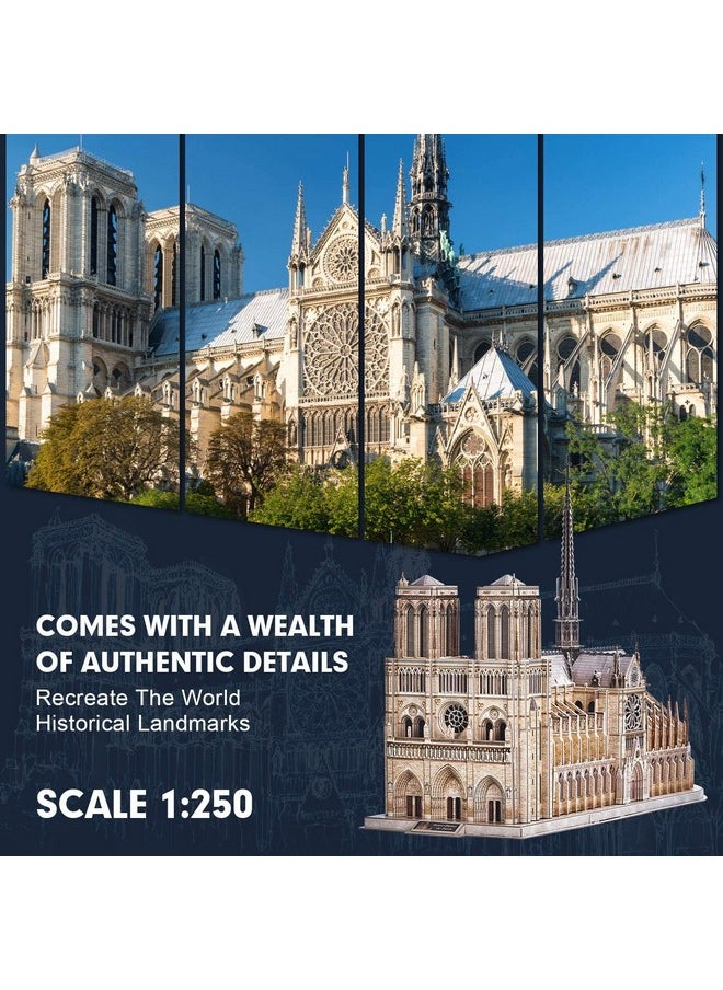 3D Puzzle For Adults Moveable Notre Dame De Paris Church Model Kits Large Challenge French Cathedral Brain Teaser Architecture Building 293 Pieces Christmas Decorations