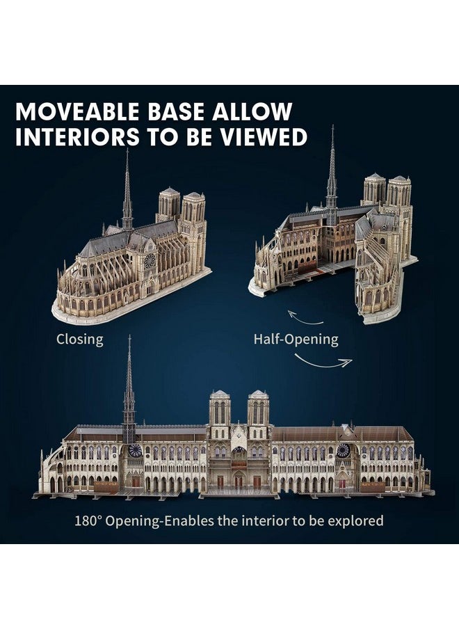 3D Puzzle For Adults Moveable Notre Dame De Paris Church Model Kits Large Challenge French Cathedral Brain Teaser Architecture Building 293 Pieces Christmas Decorations