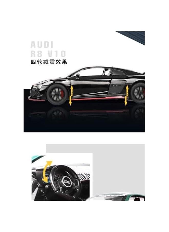 for 1/24 R8 Car Model Sports Car Model Toy Car Imitation Real Model Alloy Toy Car Collection Toy Ornaments(Black)