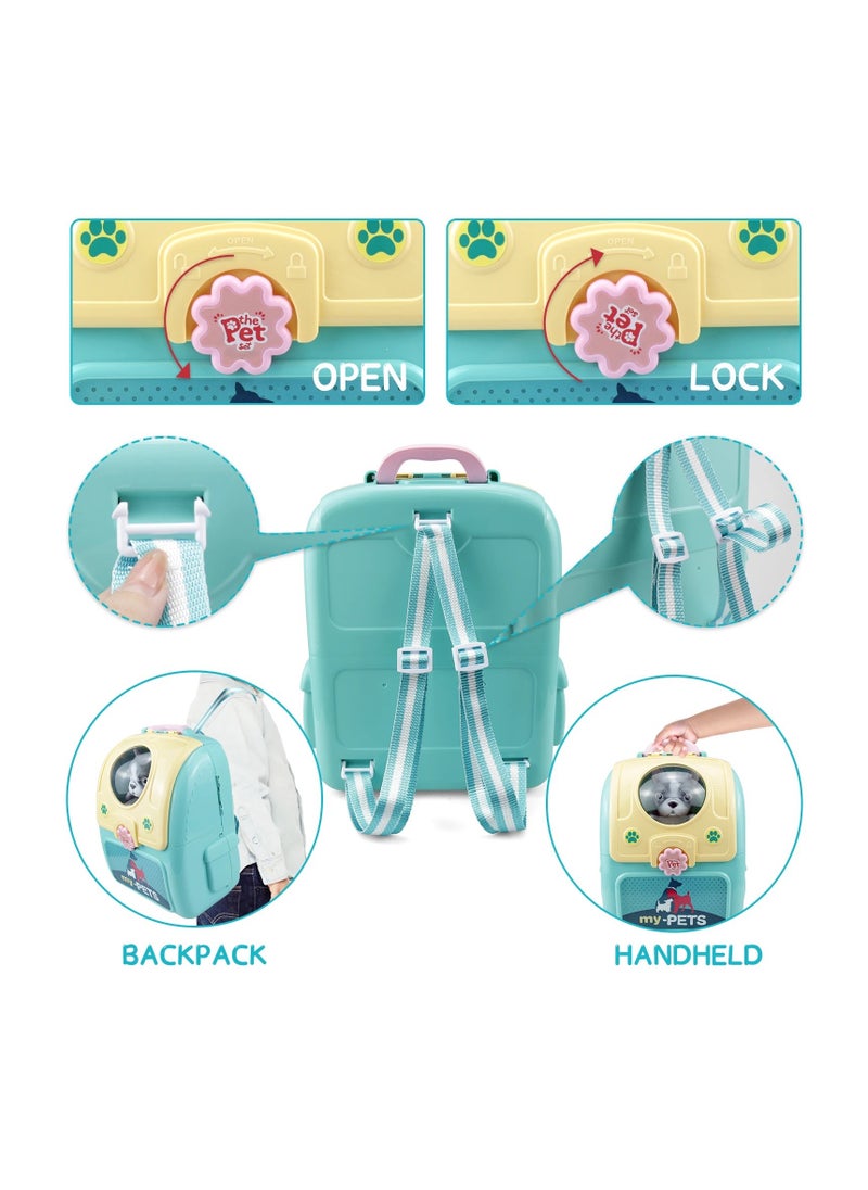 Pretend Play Set 2 In 1 Portable Backpack Pet Care Set for Children