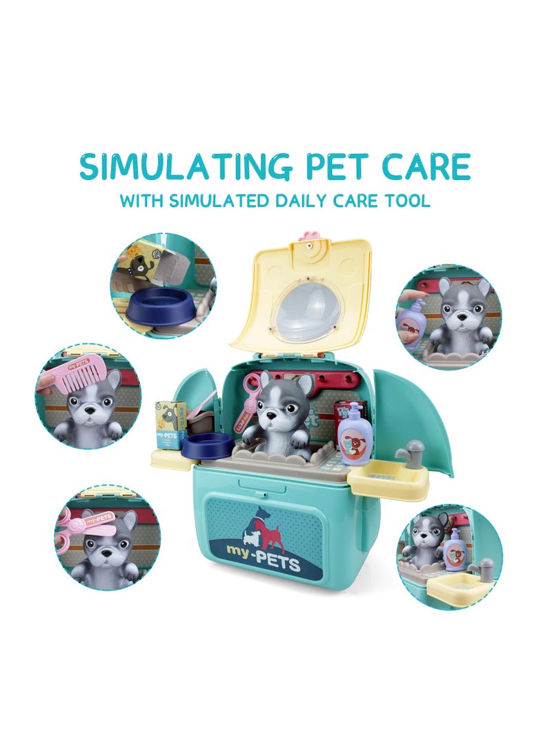 Pretend Play Set 2 In 1 Portable Backpack Pet Care Set for Children