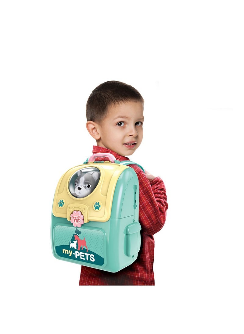 Pretend Play Set 2 In 1 Portable Backpack Pet Care Set for Children