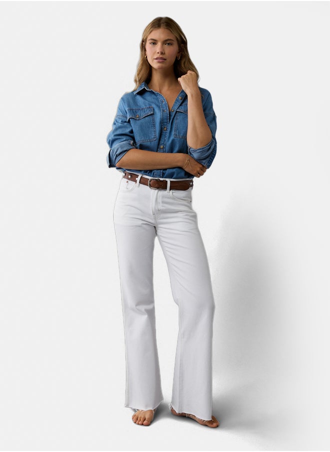 AE Dreamy Drape Denim Perfect Button-Up Shirt