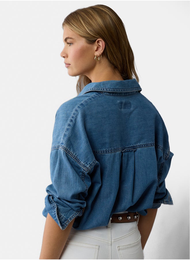 AE Dreamy Drape Denim Perfect Button-Up Shirt