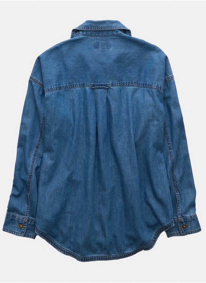 AE Dreamy Drape Denim Perfect Button-Up Shirt