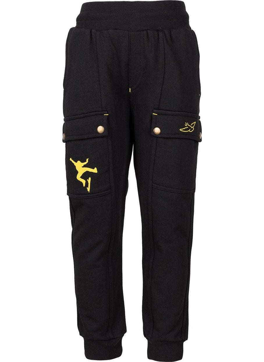 Boys Printed Jogger Black Pants