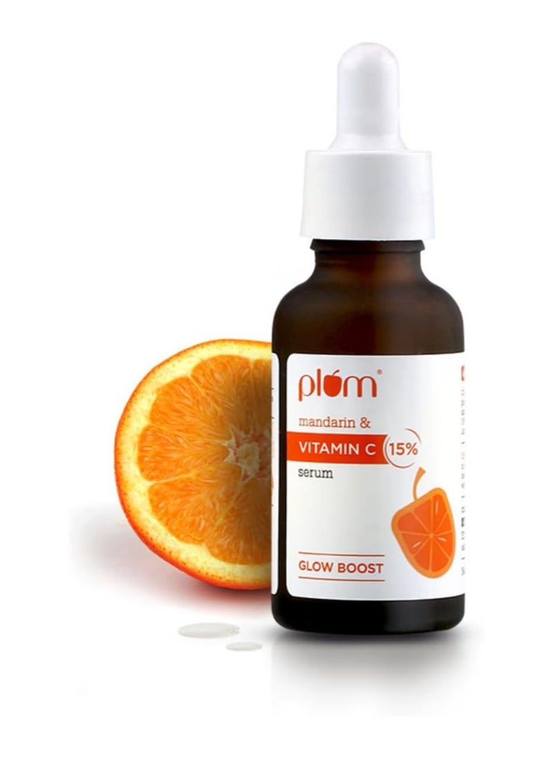 Plum 15% Vitamin C Serum for Face Glow Boost with Mandarin with Pure Ethyl Ascorbic Acid Japanese Mandarin and Kakadu Plum Fragrance-Free 30 ml