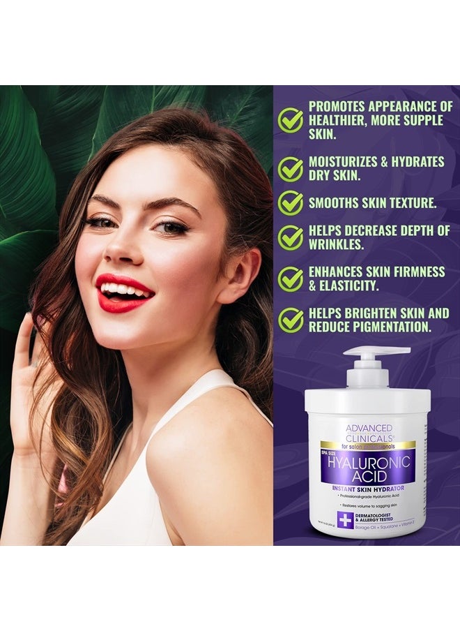 Hyaluronic Acid Body Lotion + Firming Collagen Cream 2pc Skin Care Set | Skin Tightening Body Moisturizer & Face Lotion | Hyaluronic Acid Lotion | Skin Care Products, 2pc Bundle