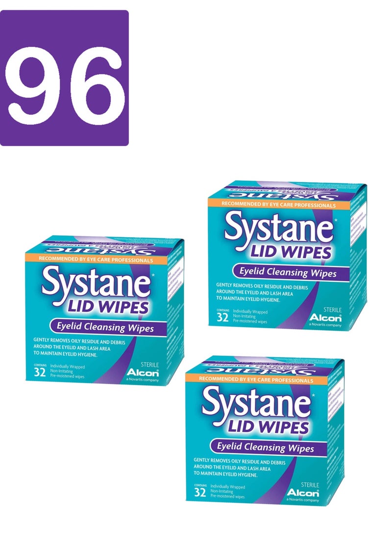 96 Piece Lid Wipes Eyelid Cleansing Wipes, Hygienic makeup remover, individually wrapped