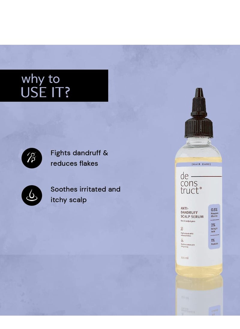 Deconstruct Anti-Dandruff Scalp Serum|Contains 2% Salicylic Acid + 1% Prebiotic + 0.5% Piroctone Olamine|Dandruff Remover|Sulphate&Paraben Free - 100Ml,130 Grams