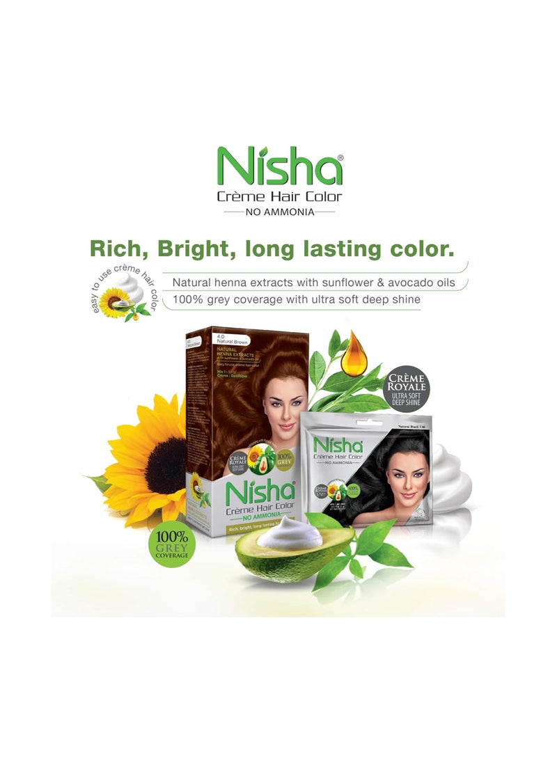 Nisha Cream Permanent Hair Color No Ammonia Cream Formula Permanent Fashion Highlights(60Gm+60Ml Each Pack) Dark Brown (Pack Of 2)