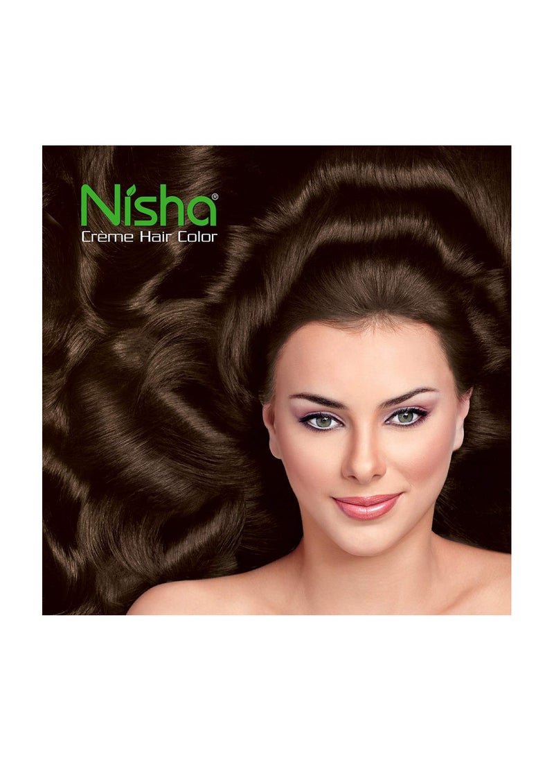 Nisha Cream Permanent Hair Color No Ammonia Cream Formula Permanent Fashion Highlights(60Gm+60Ml Each Pack) Dark Brown (Pack Of 2)