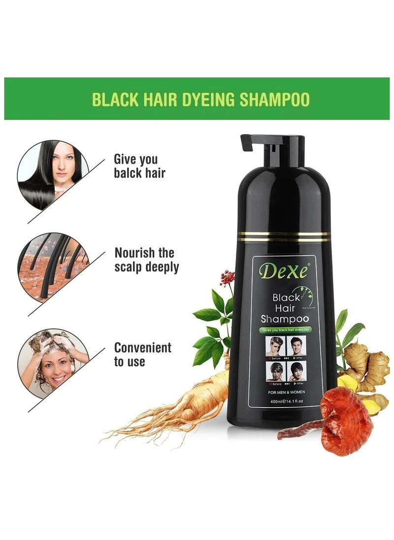 Black Dyed Shampoo Herbal Black Hair Dye with Ginseng Ginger Ganoderma Lucidum White Hair Repair