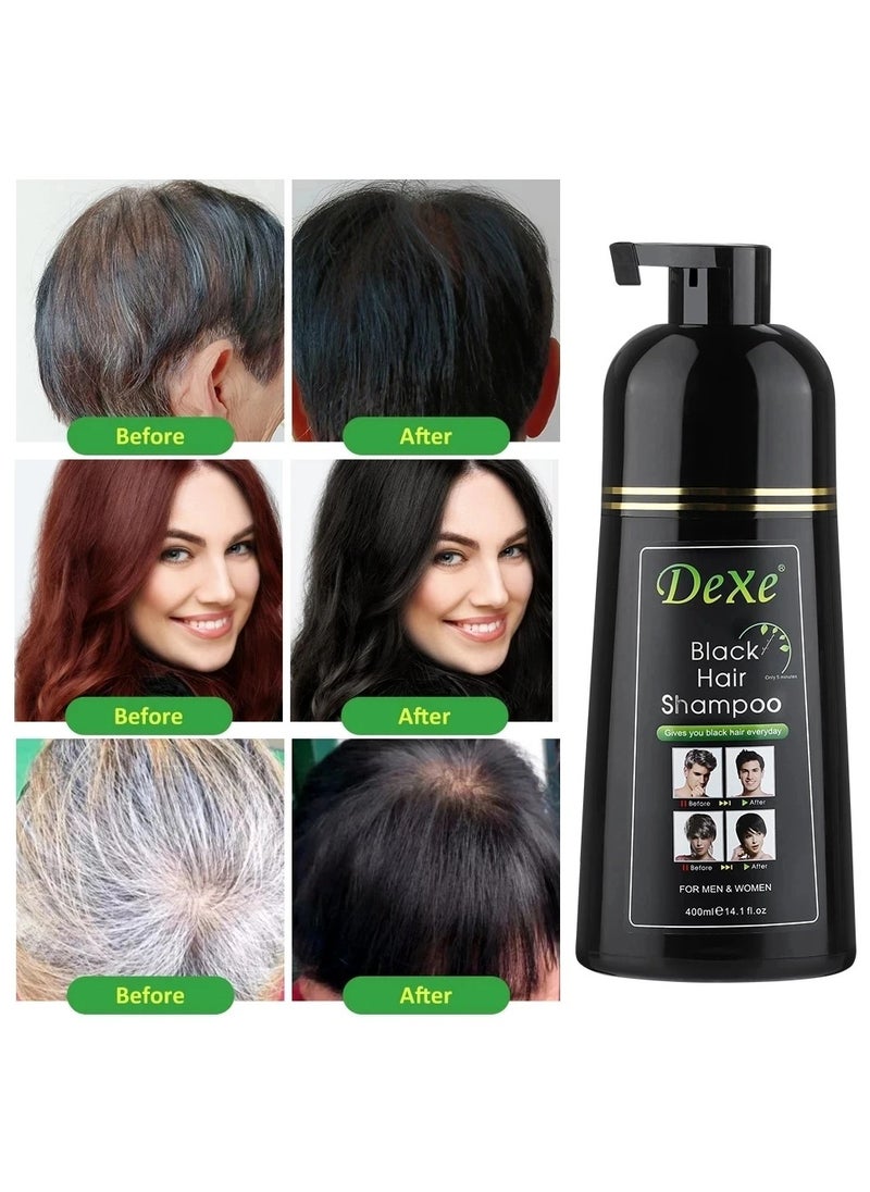 Black Dyed Shampoo Herbal Black Hair Dye with Ginseng Ginger Ganoderma Lucidum White Hair Repair