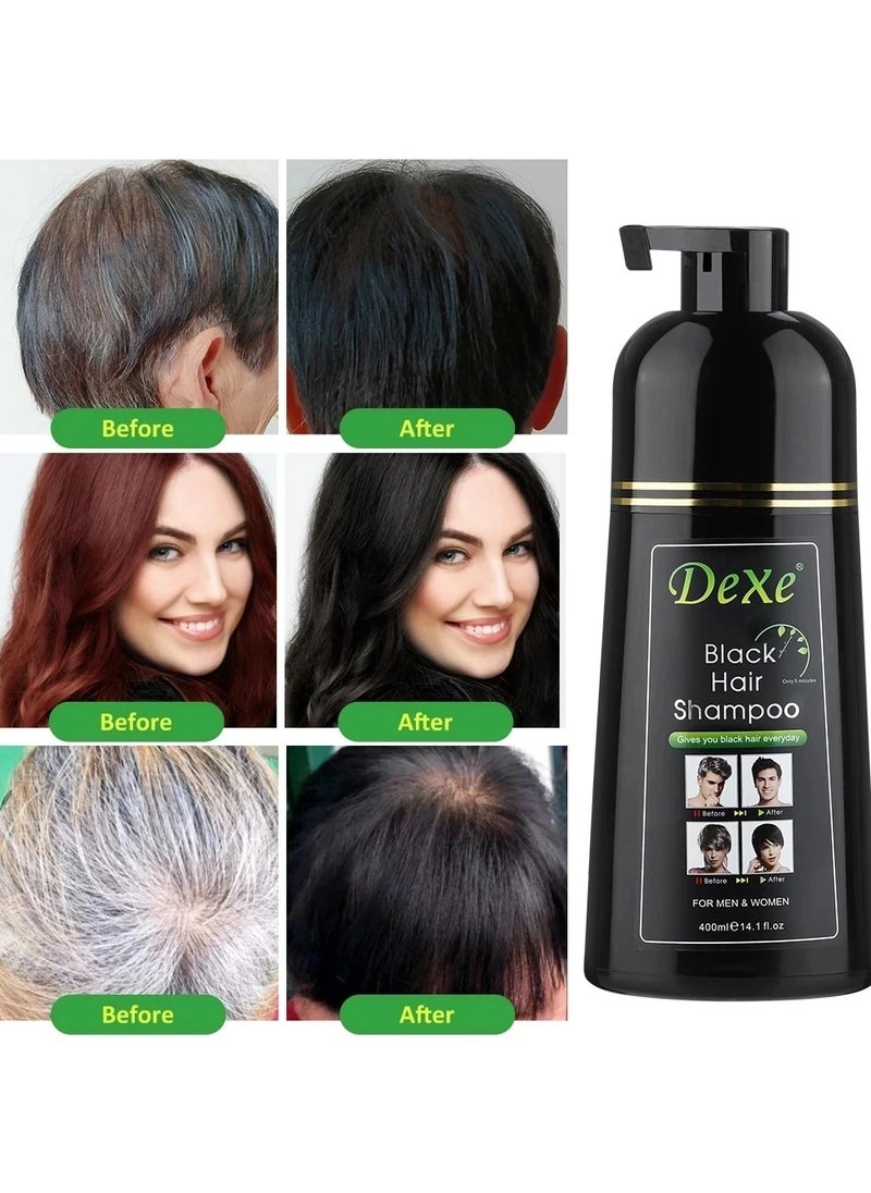 Black Dyed Shampoo Herbal Black Hair Dye with Ginseng Ginger Ganoderma Lucidum White Hair Repair