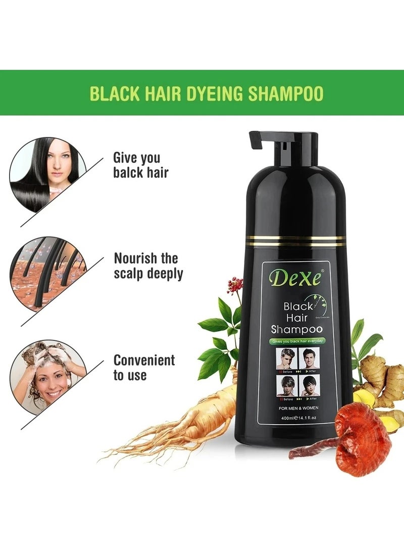 Black Dyed Shampoo Herbal Black Hair Dye with Ginseng Ginger Ganoderma Lucidum White Hair Repair