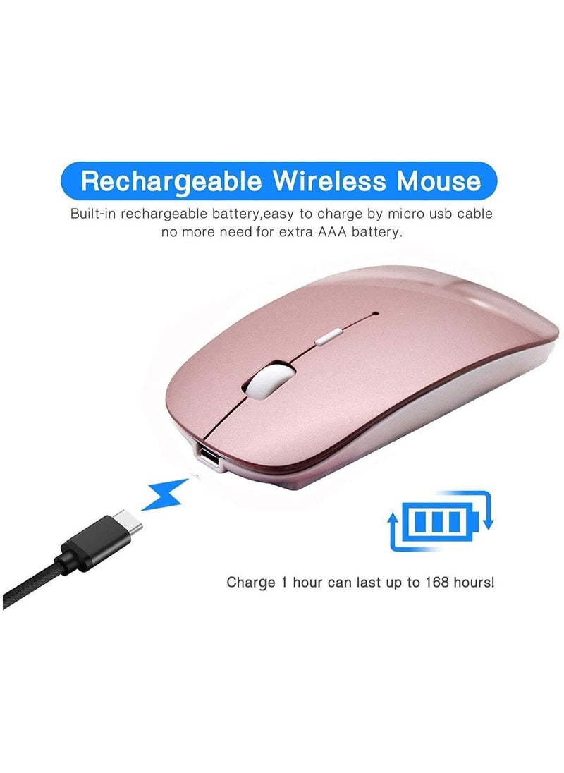 Bluetooth Mouse,Rechargeable Wireless Mouse for MacBook Pro/MacBook Air,Bluetooth Wireless Mouse for Laptop/PC/Mac/iPad pro/Computer (Rose gold)