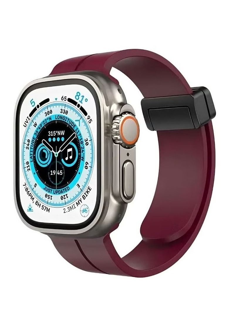 New Model X8 Ultra Smart Watch Sport Version 2.08 Inch HD Full Screen Wireless Charging More Than 48 Function Magnetic Strap Maroon