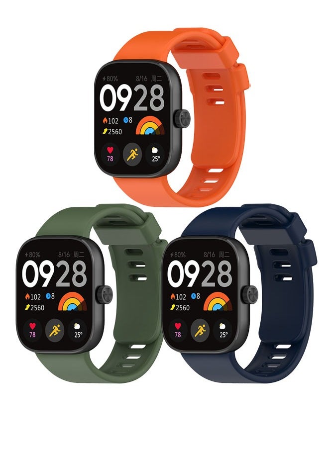 Xiaomi Redmi Watch 4 Straps for Women Men, 3 Pack Soft Silicone Strap Replacement Wristbands Compatible with Xiaomi Watch 4 Sport Silicone Strap