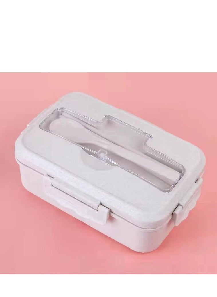 Microwaveable lunch box with spoon and fork