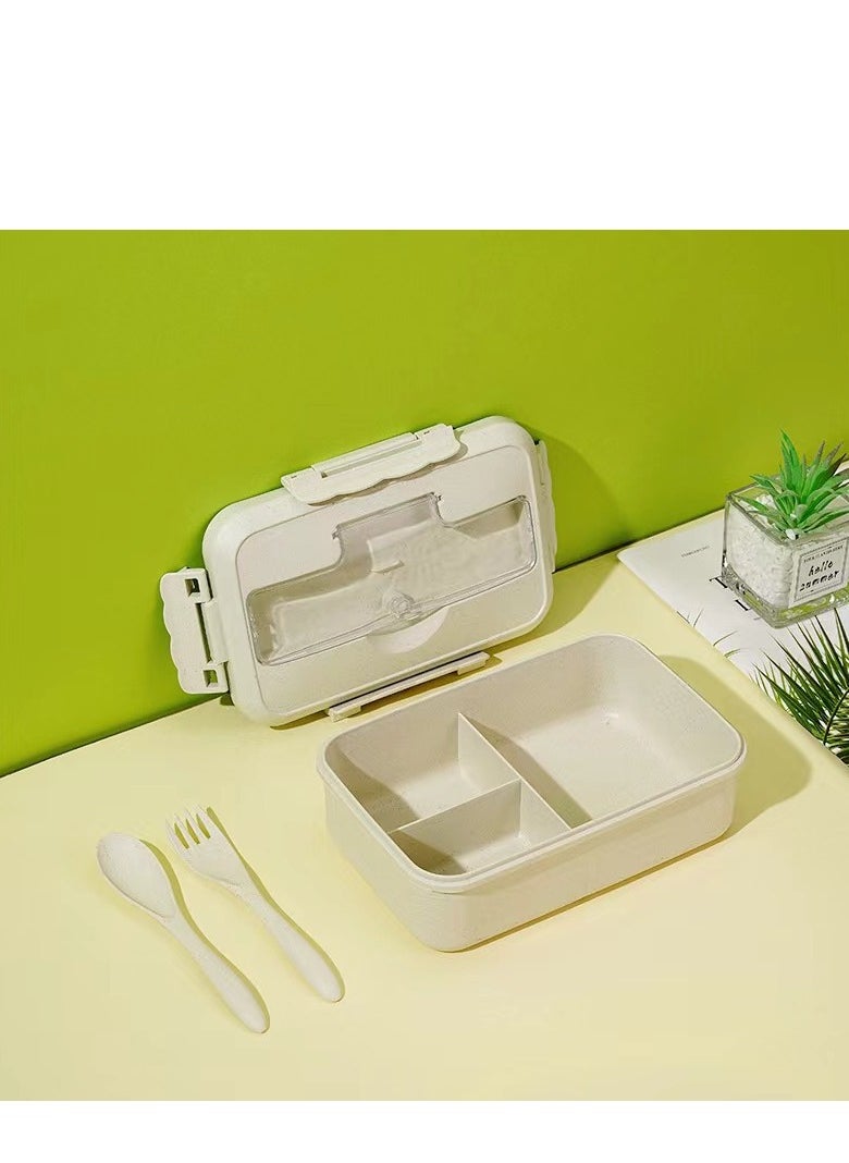 Microwaveable lunch box with spoon and fork