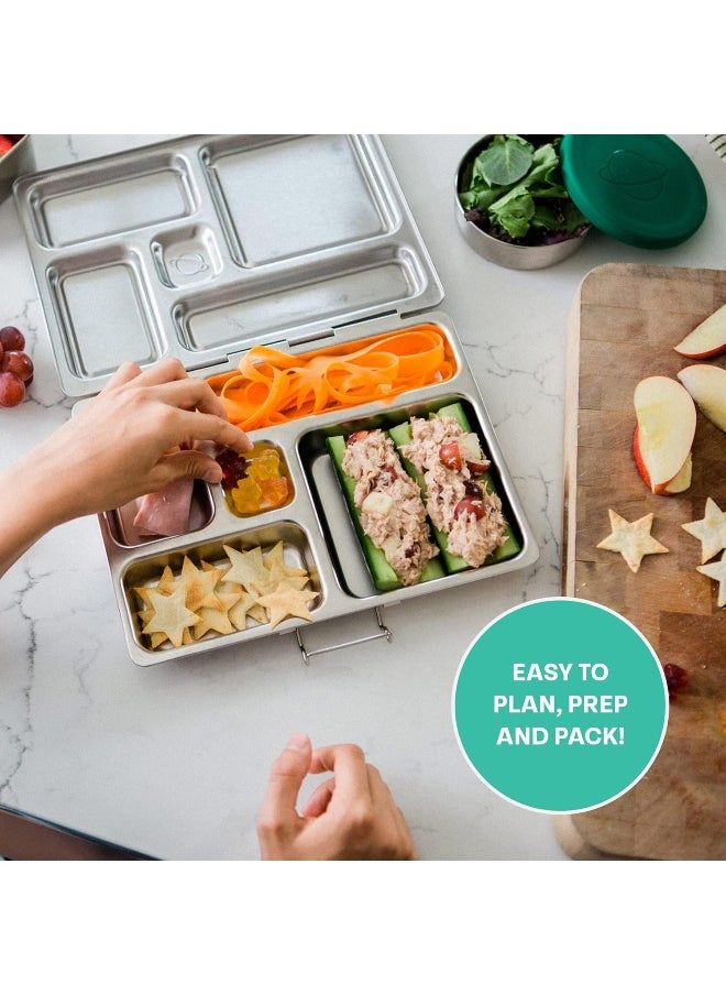 PLANETBOX ROVER Basic Stainless Steel Bento Lunch Box with 5 Compartments for Adults and Kids