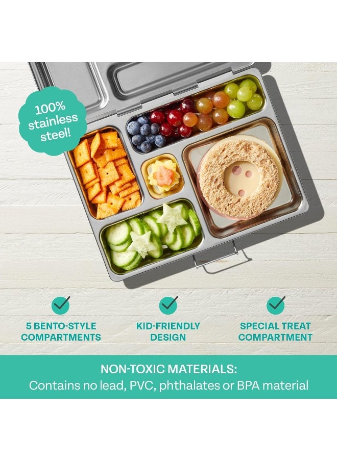 PLANETBOX ROVER Basic Stainless Steel Bento Lunch Box with 5 Compartments for Adults and Kids