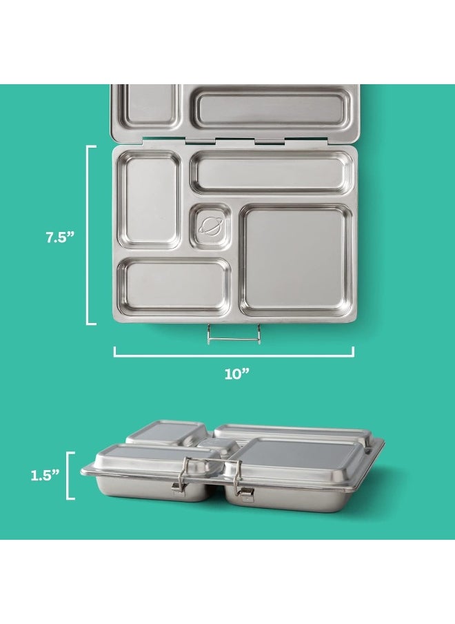 PLANETBOX ROVER Basic Stainless Steel Bento Lunch Box with 5 Compartments for Adults and Kids