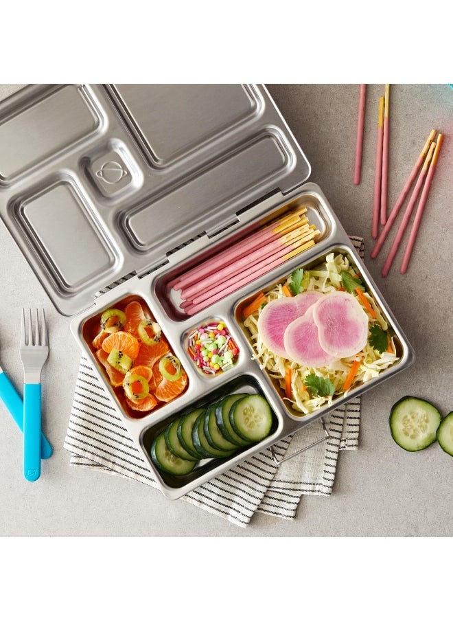 PLANETBOX ROVER Basic Stainless Steel Bento Lunch Box with 5 Compartments for Adults and Kids