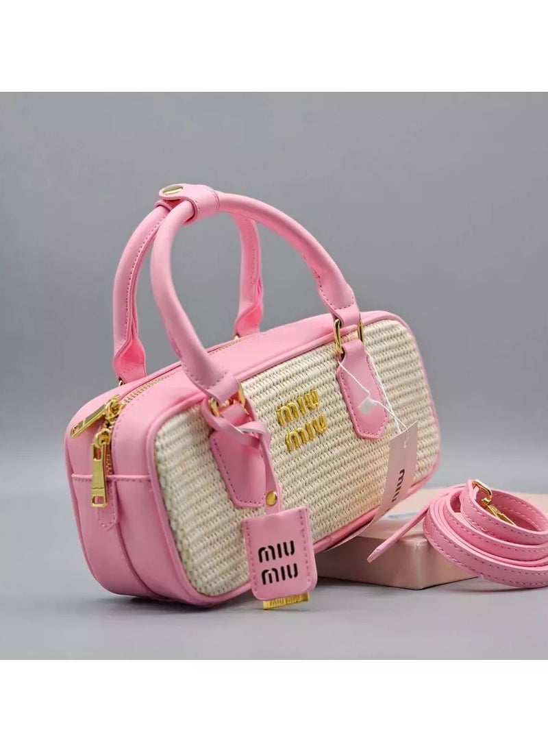 MIU Bowling Pleated Vintage Crossbody Shoulder Bag