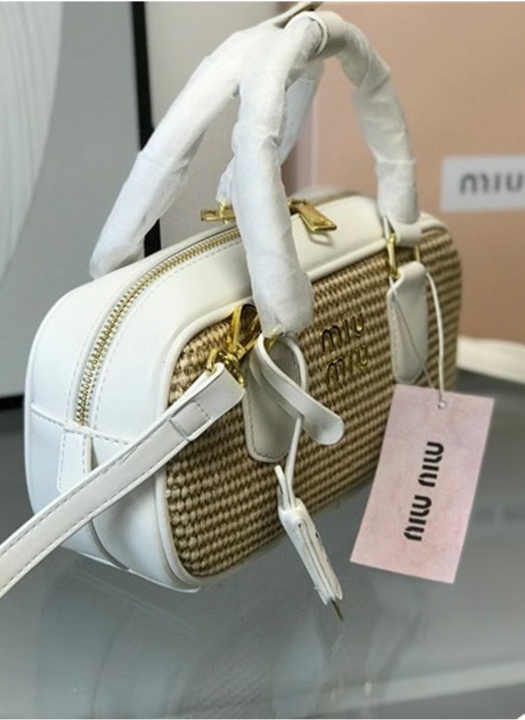 MIU Bowling Pleated Vintage Crossbody Shoulder Bag