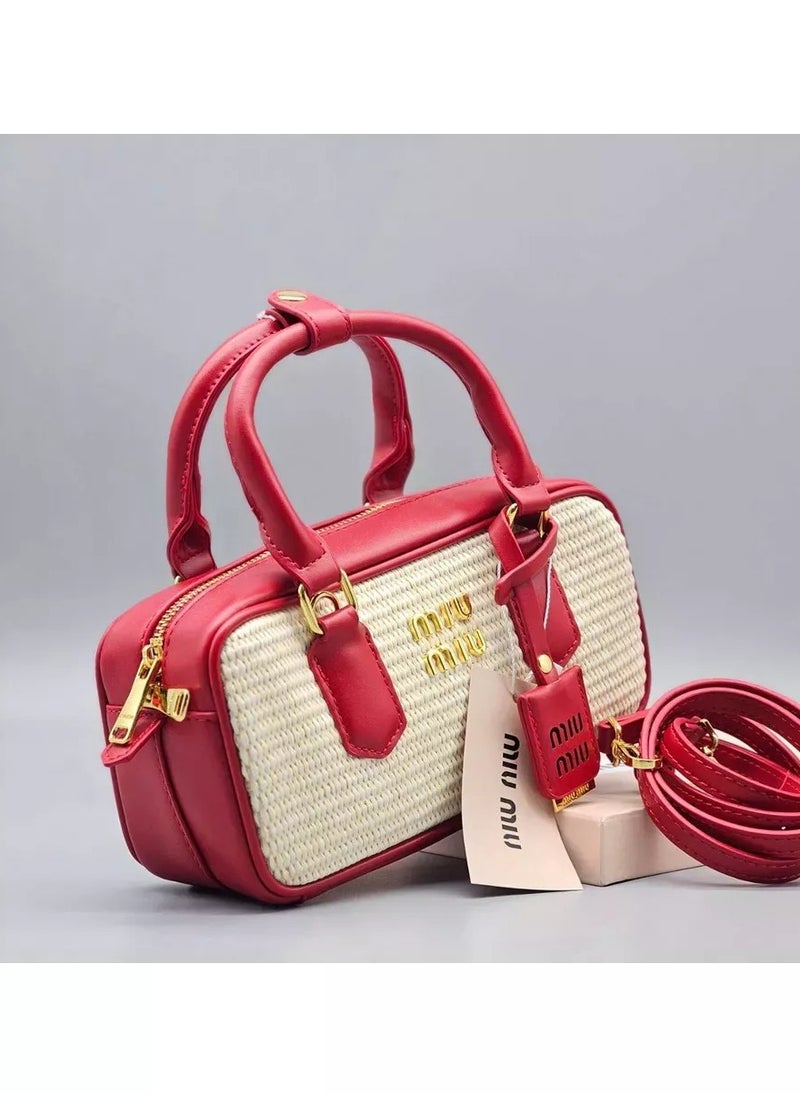 MIU Bowling Pleated Vintage Crossbody Shoulder Bag