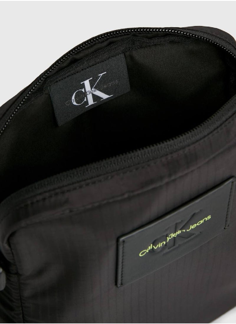 Men's Logo Reporter Bag - Nylon, Black