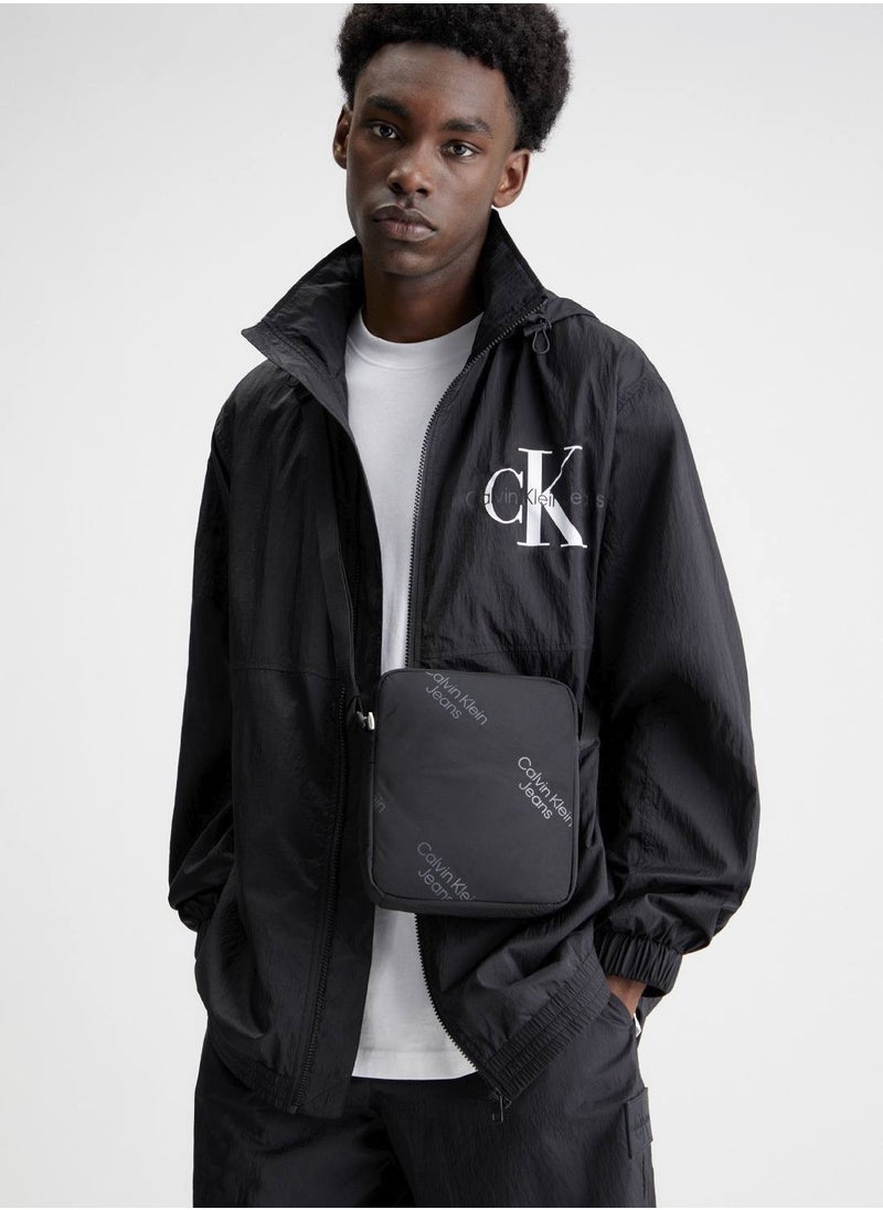 Men's Logo Reporter Bag - Polyester, Black