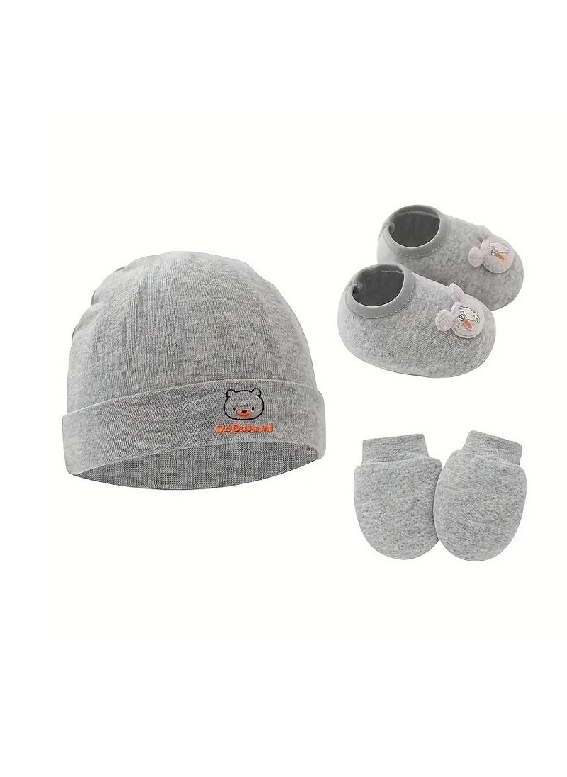 1 Adorable Newborn Beanie Cap - Soft, Breathable, Adjustable, Unisex Design for 0-6 Months Boys and Girls - Perfect for Everyday Wear, Photo Shoots Grey Color