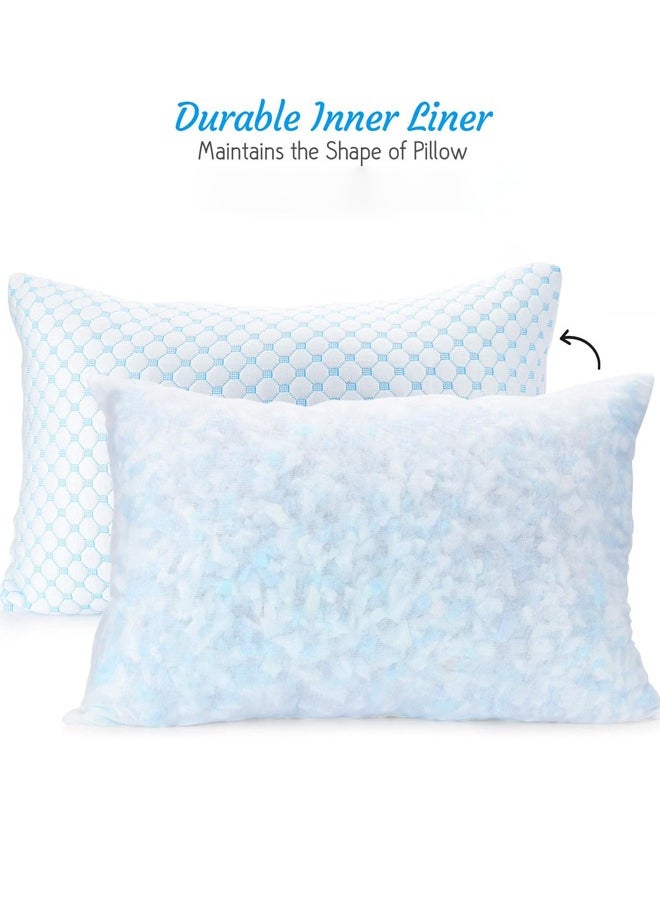 Cooling Pillow Queen Size - Cooling Shredded Memory Foam Pillows, Gel Infused Cool Pillows, Adjustable Cooling Pillows for Sleeping, Breathable Queen Pillows, Washable Removable Bed Pillow Cover