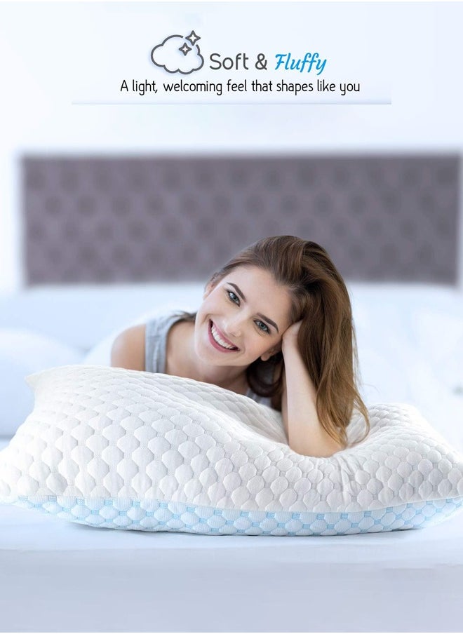 Cooling Pillow Queen Size - Cooling Shredded Memory Foam Pillows, Gel Infused Cool Pillows, Adjustable Cooling Pillows for Sleeping, Breathable Queen Pillows, Washable Removable Bed Pillow Cover