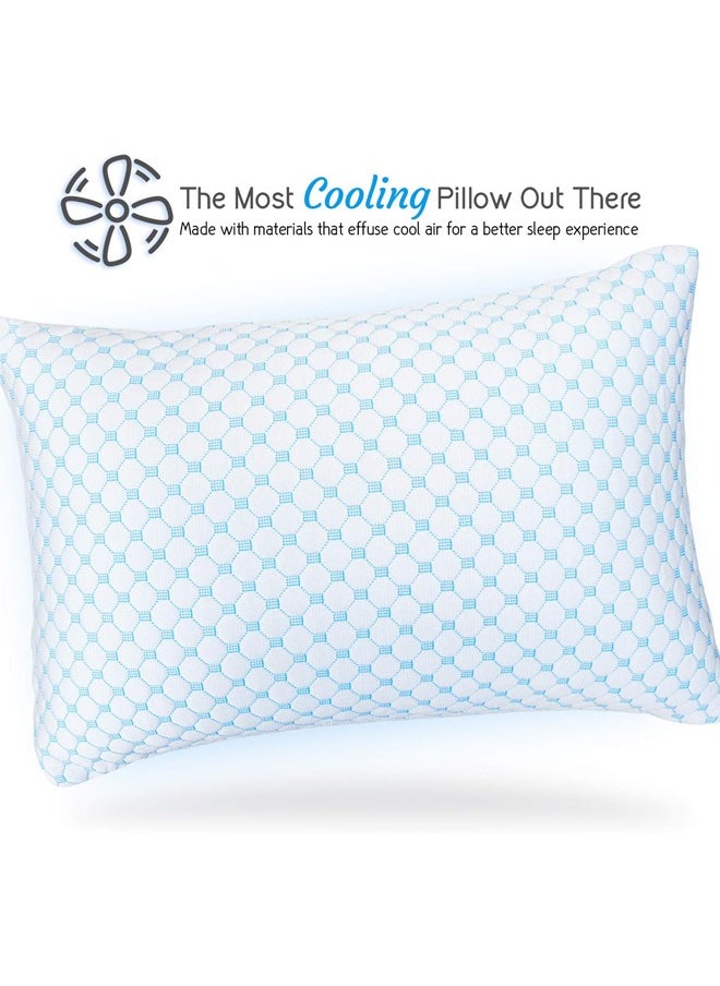 Cooling Pillow Queen Size - Cooling Shredded Memory Foam Pillows, Gel Infused Cool Pillows, Adjustable Cooling Pillows for Sleeping, Breathable Queen Pillows, Washable Removable Bed Pillow Cover