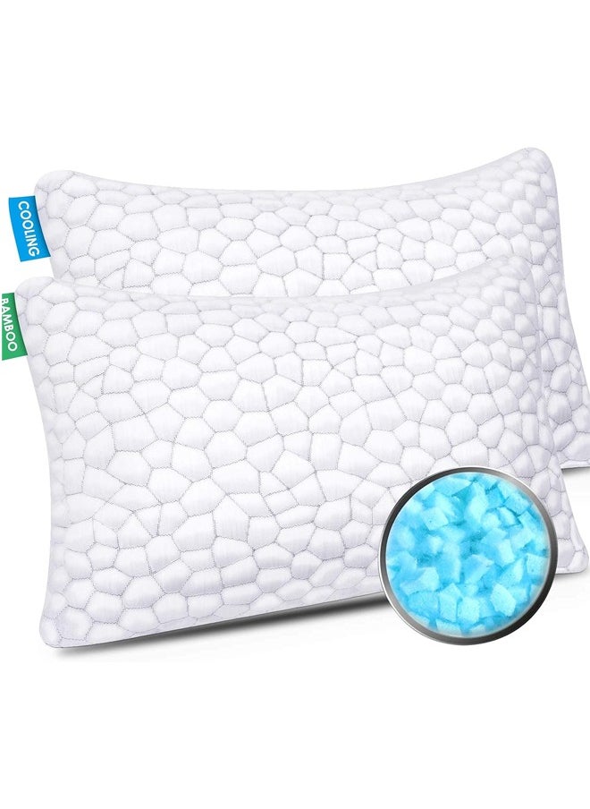 Cooling Bed Pillows for Sleeping ，1 Pack Shredded Memory Foam Pillows Adjustable Cool Pillow for Side Back Stomach Sleepers Luxury Gel Pillows Standard Size 20*30inch， with Washable Removable Cover