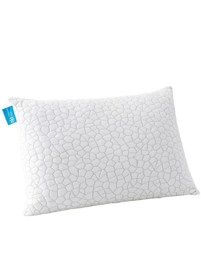 Cooling Bed Pillows for Sleeping ，1 Pack Shredded Memory Foam Pillows Adjustable Cool Pillow for Side Back Stomach Sleepers Luxury Gel Pillows Standard Size 20*30inch， with Washable Removable Cover