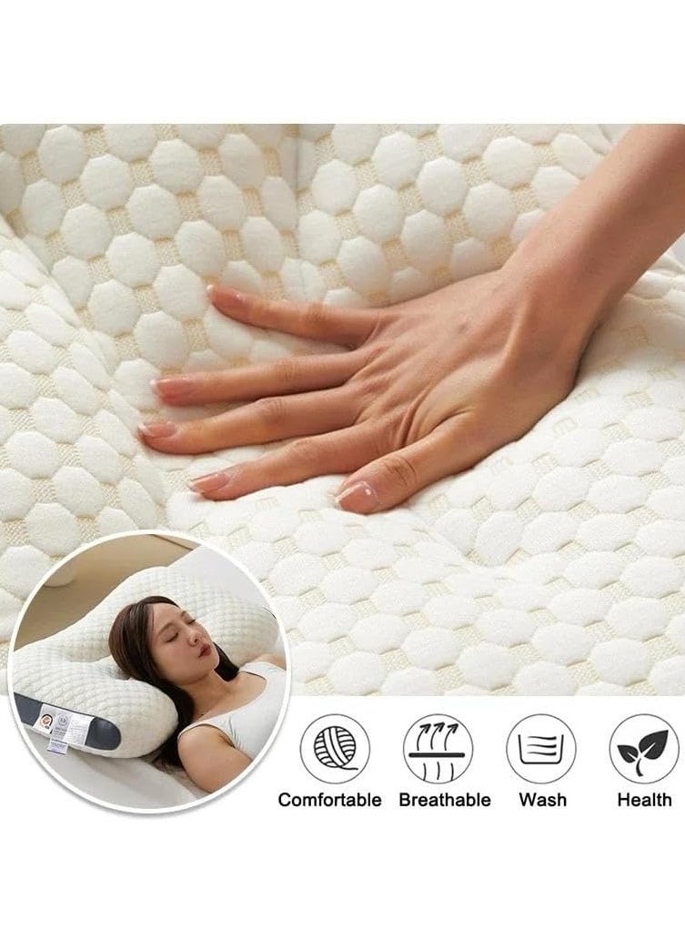 Yameem Memory Foam Pillow, Orthopedic Sleeping Pillows, Ergonomic Cervical Pillow for Neck Pain, for Side Sleepers, Back and Stomach Sleepers, Free Pillowcase Included