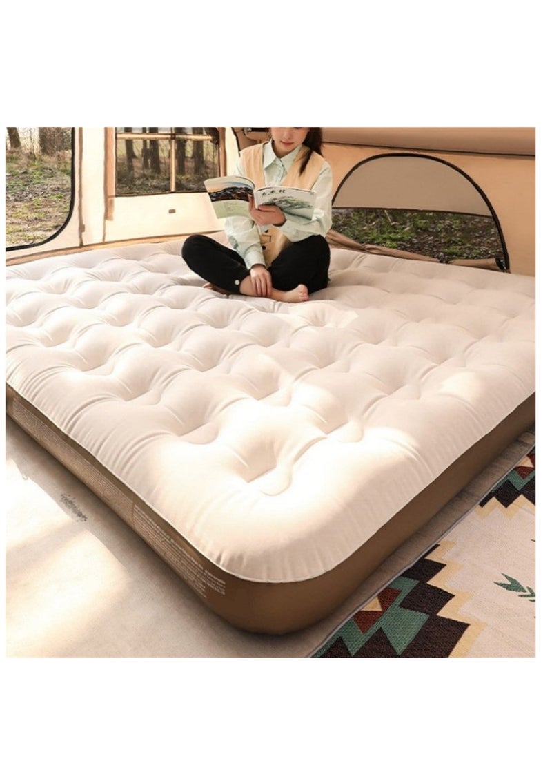 Generic 48 Holes Inflatable Bed with Single Large Velvet Face, Outdoor Camping Picnic Inflatable Mattress