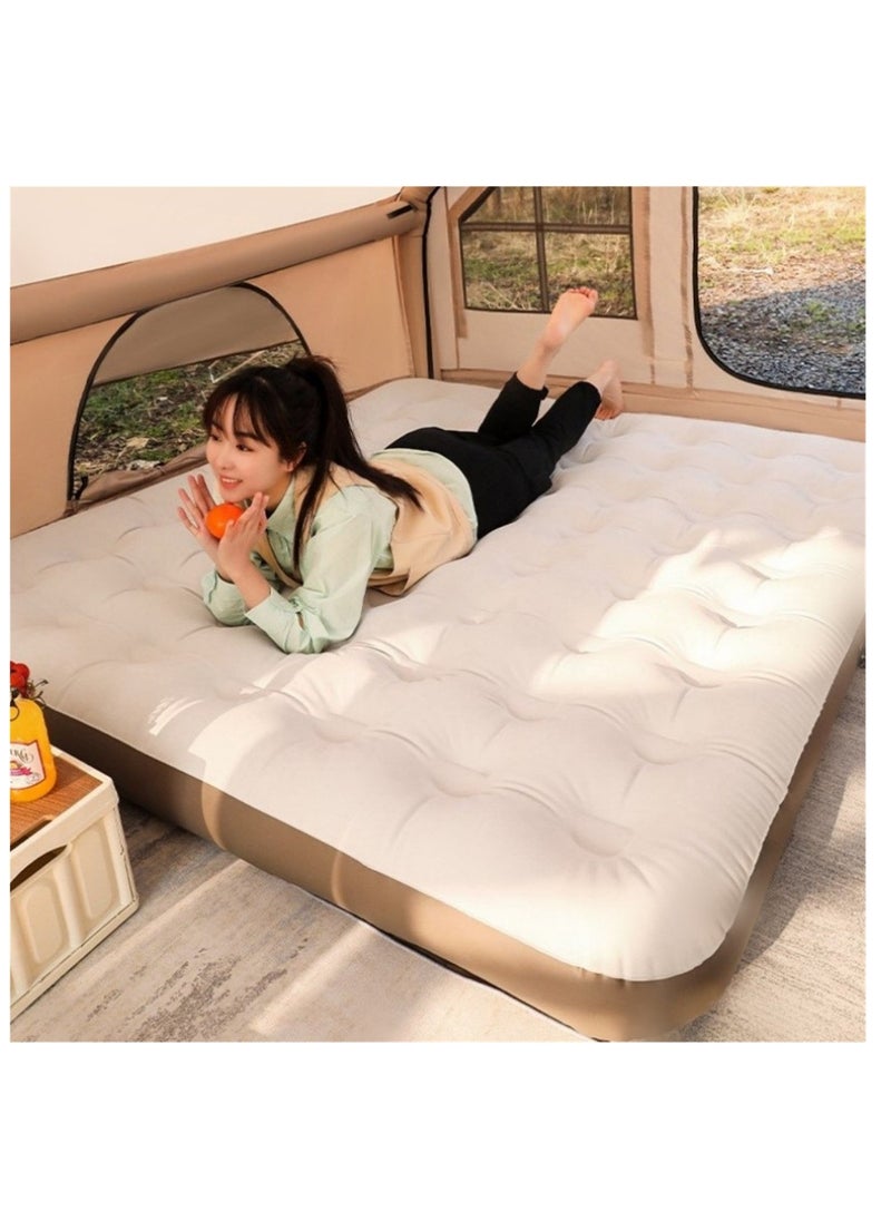 Generic 48 Holes Inflatable Bed with Single Large Velvet Face, Outdoor Camping Picnic Inflatable Mattress