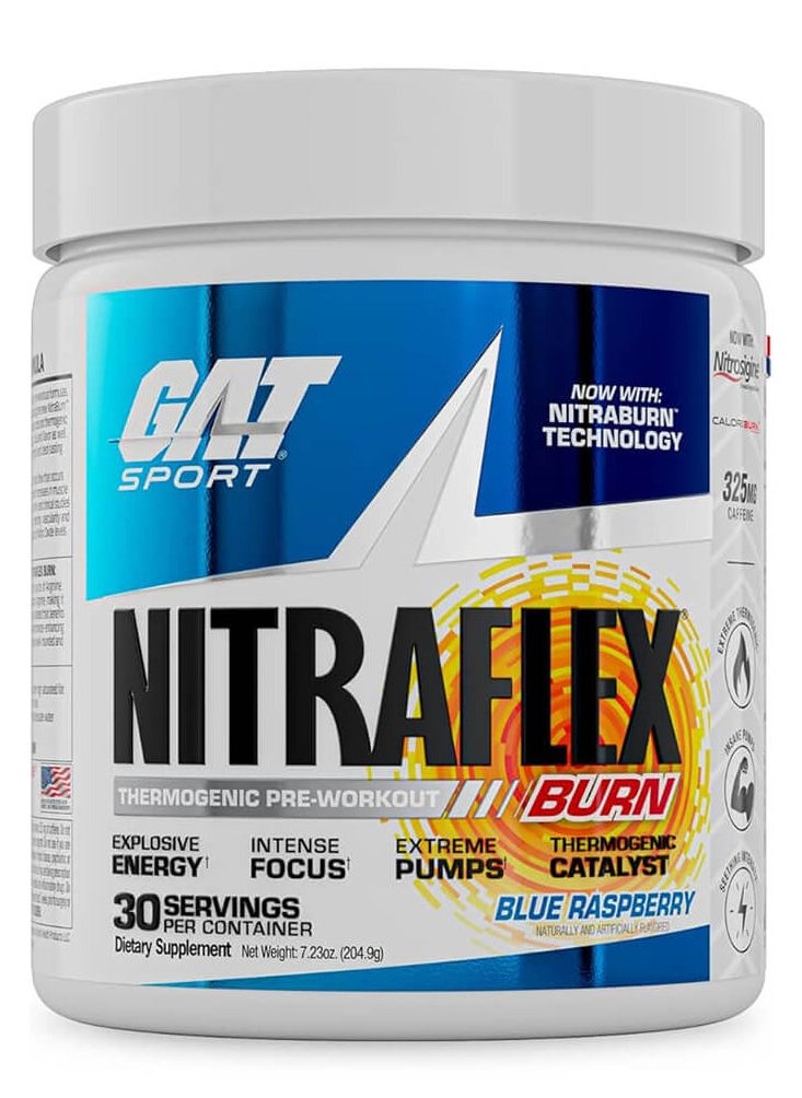 GAT Sport, Nitraflex Burn 204.9g, Blue Raspberry, 30 Servings